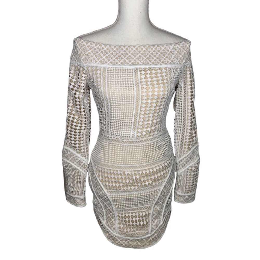 Tobi White Lace Off-Shoulder Bodycon Dress